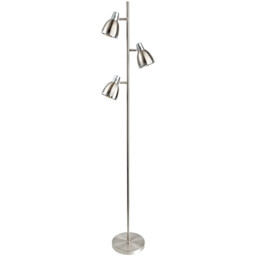 Vogue 3 Light Floor Lamp Brushed Steel, Chrome, E14