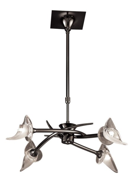 Flavia Telescopic Ceiling Pendant Semi Flush Convertible Round 4 Light G9, Black Chrome - image 1