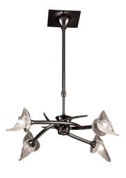 Flavia Telescopic Ceiling Pendant Semi Flush Convertible Round 4 Light G9, Black Chrome - thumbnail 1