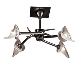 Flavia Telescopic Ceiling Pendant Semi Flush Convertible Round 4 Light G9, Black Chrome - thumbnail 5