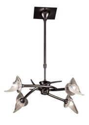Flavia Telescopic Ceiling Pendant Semi Flush Convertible Round 4 Light G9, Black Chrome - thumbnail 3