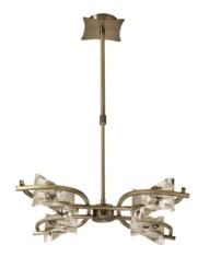 Kromo Telescopic Semi Flush Convertible 4 Light G9, Antique Brass - thumbnail 1