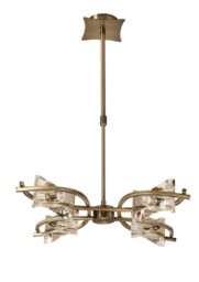 Kromo Telescopic Semi Flush Convertible 4 Light G9, Antique Brass - thumbnail 3