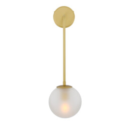 Westport Globe Wall Light, Satin Brass, Frosted - thumbnail 3