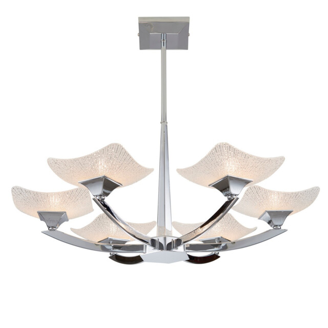 Ayres 6 Light Semi Flush Multi Arm Ceiling Light Chrome, Savon Effect Glass, G9 - image 1