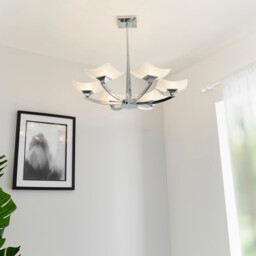 Ayres 6 Light Semi Flush Multi Arm Ceiling Light Chrome, Savon Effect Glass, G9 - thumbnail 3