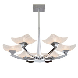 Ayres 6 Light Semi Flush Multi Arm Ceiling Light Chrome, Savon Effect Glass, G9 - thumbnail 1