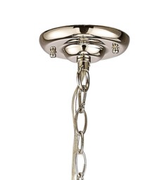 Hilton Pentagonal Caged Ceiling Pendant 5 Light E14 Polished Nickel, Taupe Wood - thumbnail 5