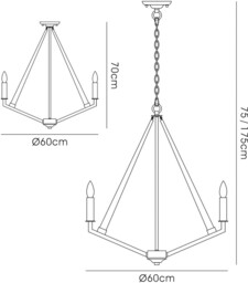 Hilton Pentagonal Caged Ceiling Pendant 5 Light E14 Polished Nickel, Taupe Wood - thumbnail 3