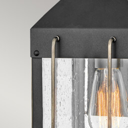 Hinkley Fitzgerald Outdoor Wall Lantern Textured Black with Burnished Bronze, IP44 - thumbnail 5