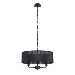 Banyan 3 Light Multi Arm Pendant With 45cm x 15cm Organza Shade Matt Black/Black - thumbnail 5