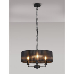 Banyan 3 Light Multi Arm Pendant With 45cm x 15cm Organza Shade Matt Black/Black - thumbnail 2