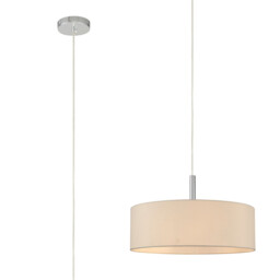 Baymont Polished Chrome 5 Light E27 Single Pendant, With 45cm x 15cm Faux Silk Shade, Ivory Pearl/White Laminate - thumbnail 1