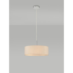 Baymont Polished Chrome 5 Light E27 Single Pendant, With 45cm x 15cm Faux Silk Shade, Ivory Pearl/White Laminate - thumbnail 2