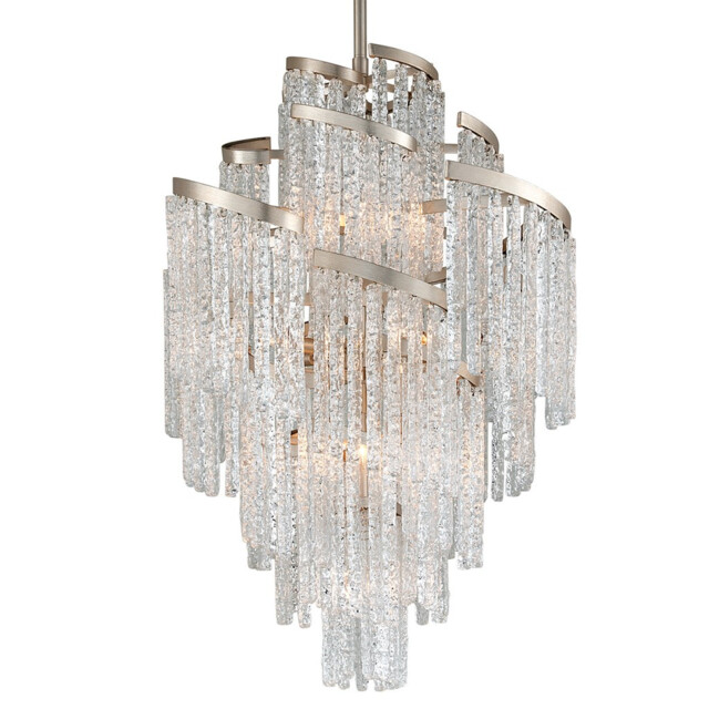 Mont Blanc 13 Light Chandelier MODERN Leaf, Venetian Glass