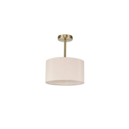 Baymont Antique Brass E27 Semi Flush With 30cm x 17cm Dual Faux Silk Shade, Nude Beige/Moonlight - thumbnail 5