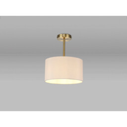 Baymont Antique Brass E27 Semi Flush With 30cm x 17cm Dual Faux Silk Shade, Nude Beige/Moonlight - thumbnail 2