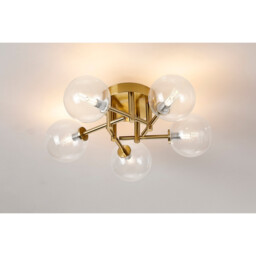 Tivoli 50cm Semi Flush Ceiling Round, 5 Light G9, IP44, Brass Gold/Clear Smooth Round Glass - thumbnail 3