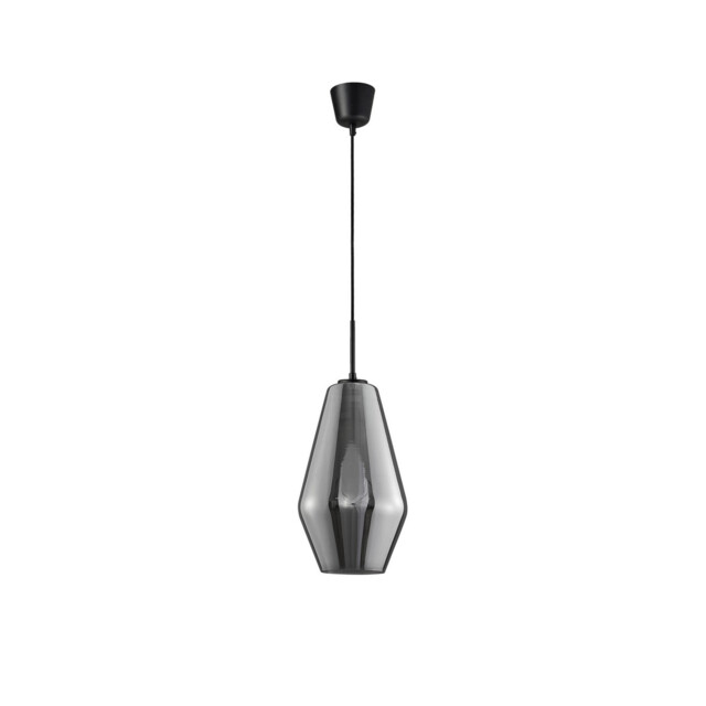 Veiro 17cm Dome Pendant Ceiling Light Chrome Glass Black Metal Black Fabric Wire LED E27 - image 1
