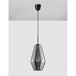 Veiro 17cm Dome Pendant Ceiling Light Chrome Glass Black Metal Black Fabric Wire LED E27 - thumbnail 3