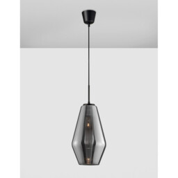 Veiro 17cm Dome Pendant Ceiling Light Chrome Glass Black Metal Black Fabric Wire LED E27 - thumbnail 5