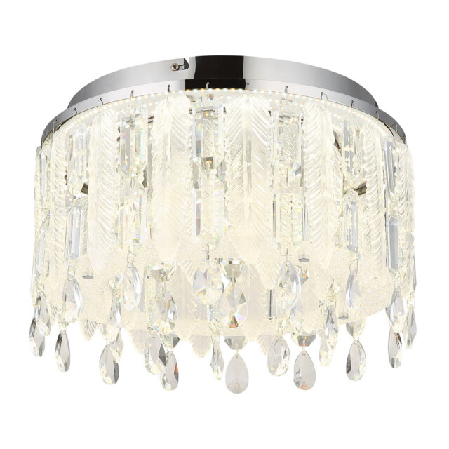 Klunka 38cm Ceiling Light Chrome K5 Crystals LED Dimmable 2700-6000K Remote Control - image 1