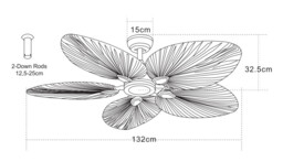 Auralis Ceiling Fan Brown - Natural Palm Leaf Blades - thumbnail 5