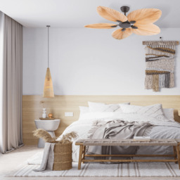 Auralis Ceiling Fan Brown - Natural Palm Leaf Blades - thumbnail 3