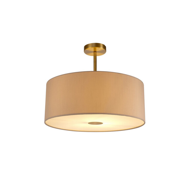 Baymont Antique Brass E27 Semi Flush With 50cm x 20cm Dual Faux Silk Shade, Nude Beige/Moonlight - image 1