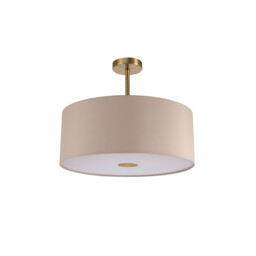 Baymont Antique Brass E27 Semi Flush With 50cm x 20cm Dual Faux Silk Shade, Nude Beige/Moonlight - thumbnail 5