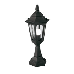 Parish 1 Light Outdoor Pedestal Lantern Black IP44, E27 - thumbnail 1