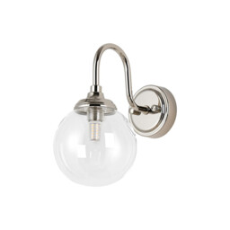 Richmond Curved Arm Wall Light, 1 Light G9, IP44, Polished Nickel/Clear Smooth Round Glass - thumbnail 5