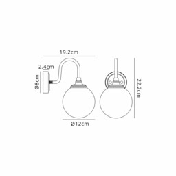 Richmond Curved Arm Wall Light, 1 Light G9, IP44, Polished Nickel/Clear Smooth Round Glass - thumbnail 2