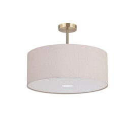 Baymont Antique Brass 3 Light E27 Semi Flush With 50cm x 20cm Dual Faux Silk Shade, Nude Beige/Moonlight - thumbnail 5