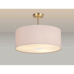 Baymont Antique Brass 3 Light E27 Semi Flush With 50cm x 20cm Dual Faux Silk Shade, Nude Beige/Moonlight - thumbnail 2