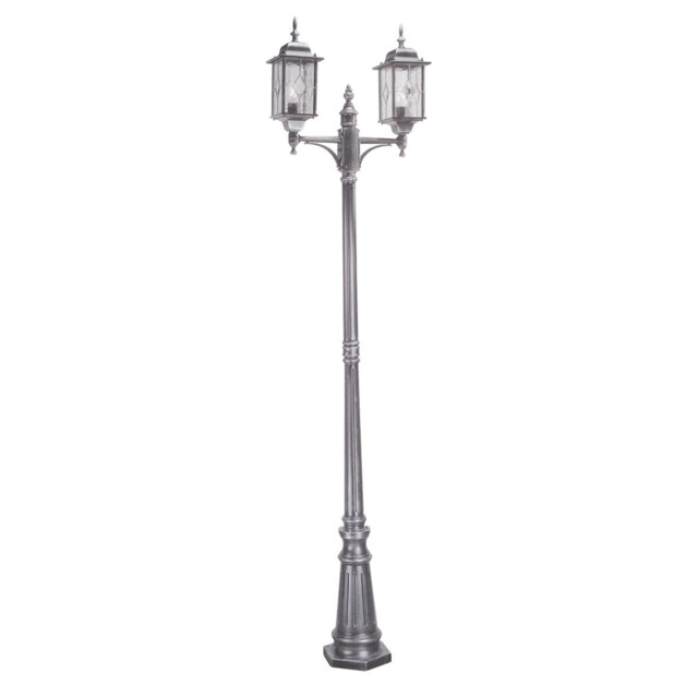 Wexford 2 Light Outdoor Lamp Post Black Silver IP43, E27 - image 1