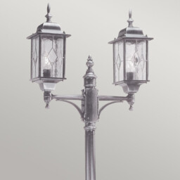 Wexford 2 Light Outdoor Lamp Post Black Silver IP43, E27 - thumbnail 2