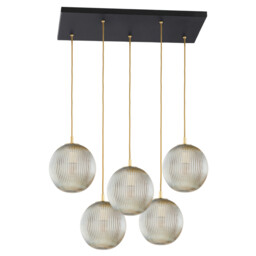 Paloma Cluster Pendant Ceiling 5 Light Grey Lister (Fluted), Black - thumbnail 2
