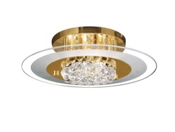 Delmar Flush Round 6 Light French Gold, Glass, Crystal