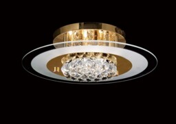 Delmar Flush Round 6 Light French Gold, Glass, Crystal - thumbnail 2