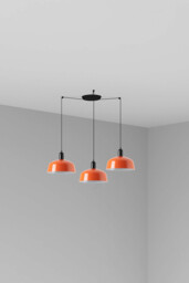 Tatawin Medium Cluster Pendant Ceiling Light Satin Black, Gloss Reddish Orange 3x E27