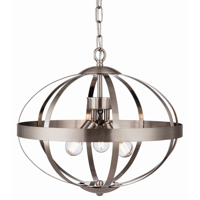 Healey 3 Light Cage Ceiling Pendant Brushed Steel, E14