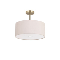 Baymont Antique Brass 3 Light E27 Semi Flush With 40cm x 18cm Dual Faux Silk Shade, Nude Beige/Moonlight - thumbnail 5