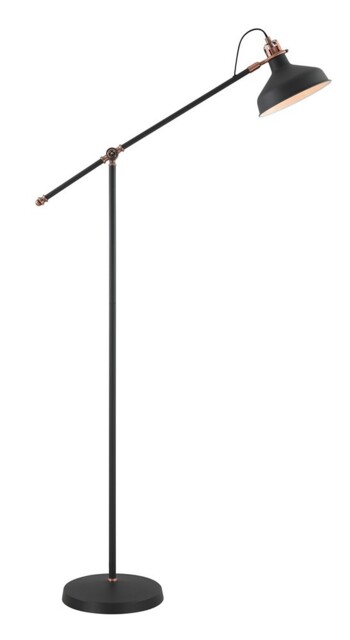 Tioga Adjustable Floor Lamp, 1 x E27, Sand Black, Copper, White - image 1