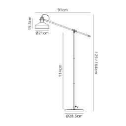 Tioga Adjustable Floor Lamp, 1 x E27, Sand Black, Copper, White - thumbnail 2
