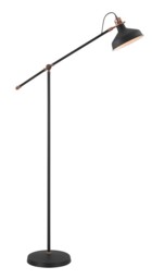 Tioga Adjustable Floor Lamp, 1 x E27, Sand Black, Copper, White - thumbnail 1