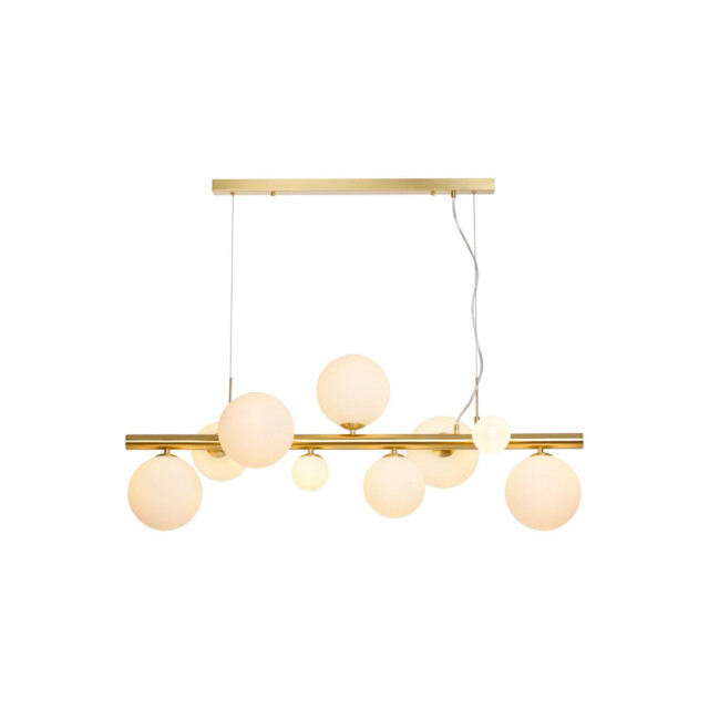 Marshall Linear Ceiling Pendant, 9 Light G9, Satin Gold, Opal Glass - image 1