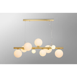 Marshall Linear Ceiling Pendant, 9 Light G9, Satin Gold, Opal Glass - thumbnail 3