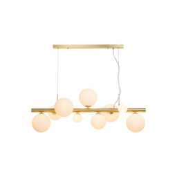 Marshall Linear Ceiling Pendant, 9 Light G9, Satin Gold, Opal Glass - thumbnail 1