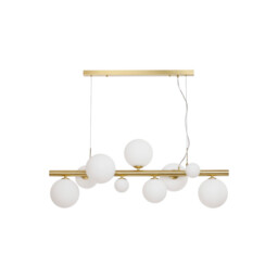 Marshall Linear Ceiling Pendant, 9 Light G9, Satin Gold, Opal Glass - thumbnail 5